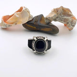 Turkish Handmade Men's 925 Sterling Silver Black Onyx Oval Stone Ring - Ottoman Style Gift - TryAladdin