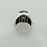 Turkish Handmade Men's Aquamarine Oval Ring