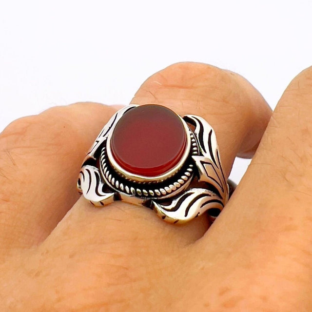 Turkish Handmade Red Agate Stone Ring