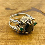 Turkish Handmade Reversible Emerald & Onyx 925 Sterling Silver Ring - TryAladdin
