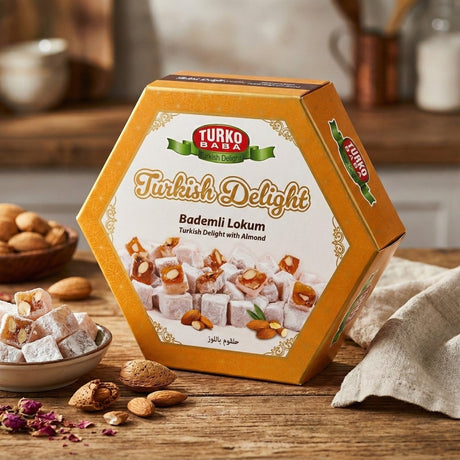 TURKOBABA Gourmet Almond Turkish Delight - 250g - TryAladdin