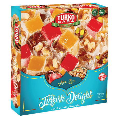 TURKOBABA Premium Assorted Mixed Nuts Turkish Delight - 550g - TryAladdin