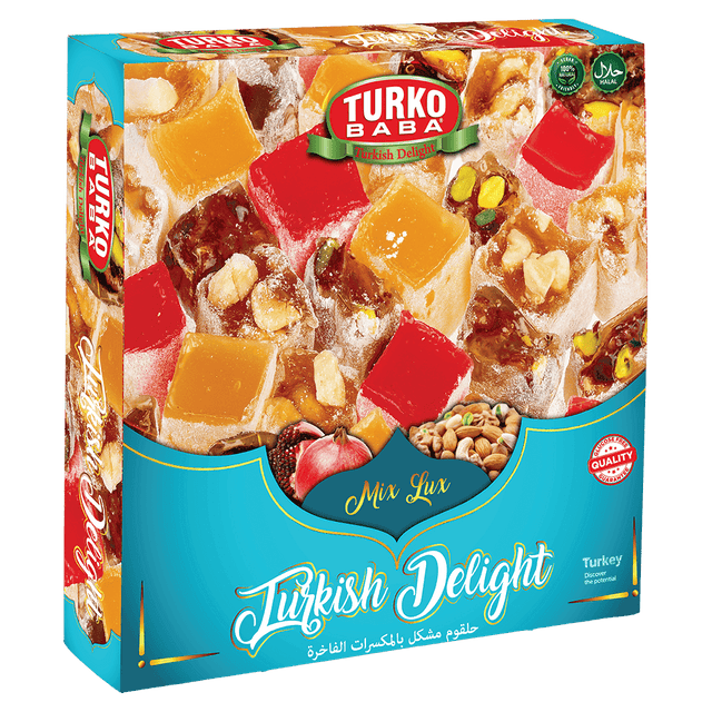 TURKOBABA Premium Assorted Mixed Nuts Turkish Delight - 550g - TryAladdin