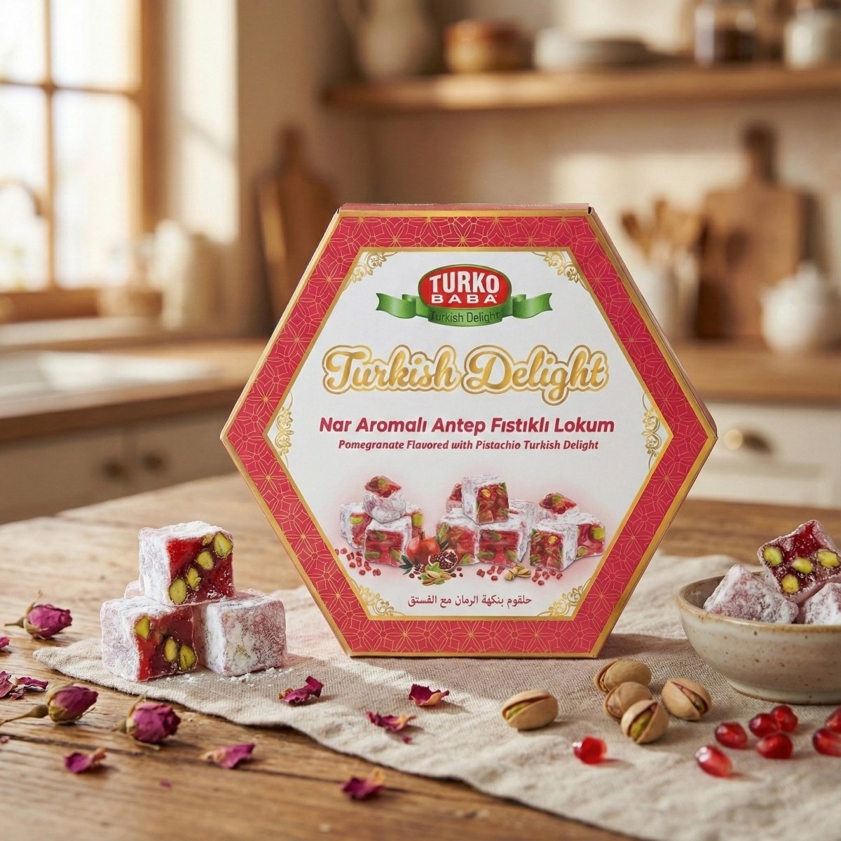TURKOBABA Premium Pomegranate Pistachio Turkish Delight - 250g - TryAladdin