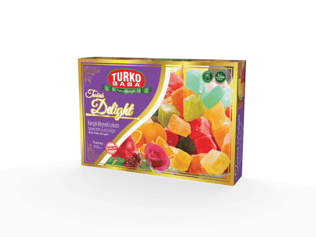 TURKOBABA Professional Mixed Fruit Turkish Delight Assorted Flavor Premium Loukoum - 225g - TryAladdin