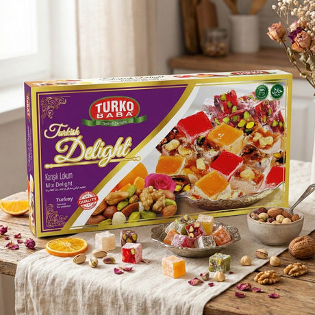 TURKOBABA Professional Mixed Nut Turkish Delight - Pomegranate & Honey - 400g - TryAladdin