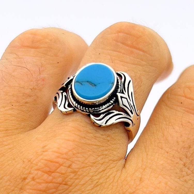 Turquoise Men's Handmade Silver Ring