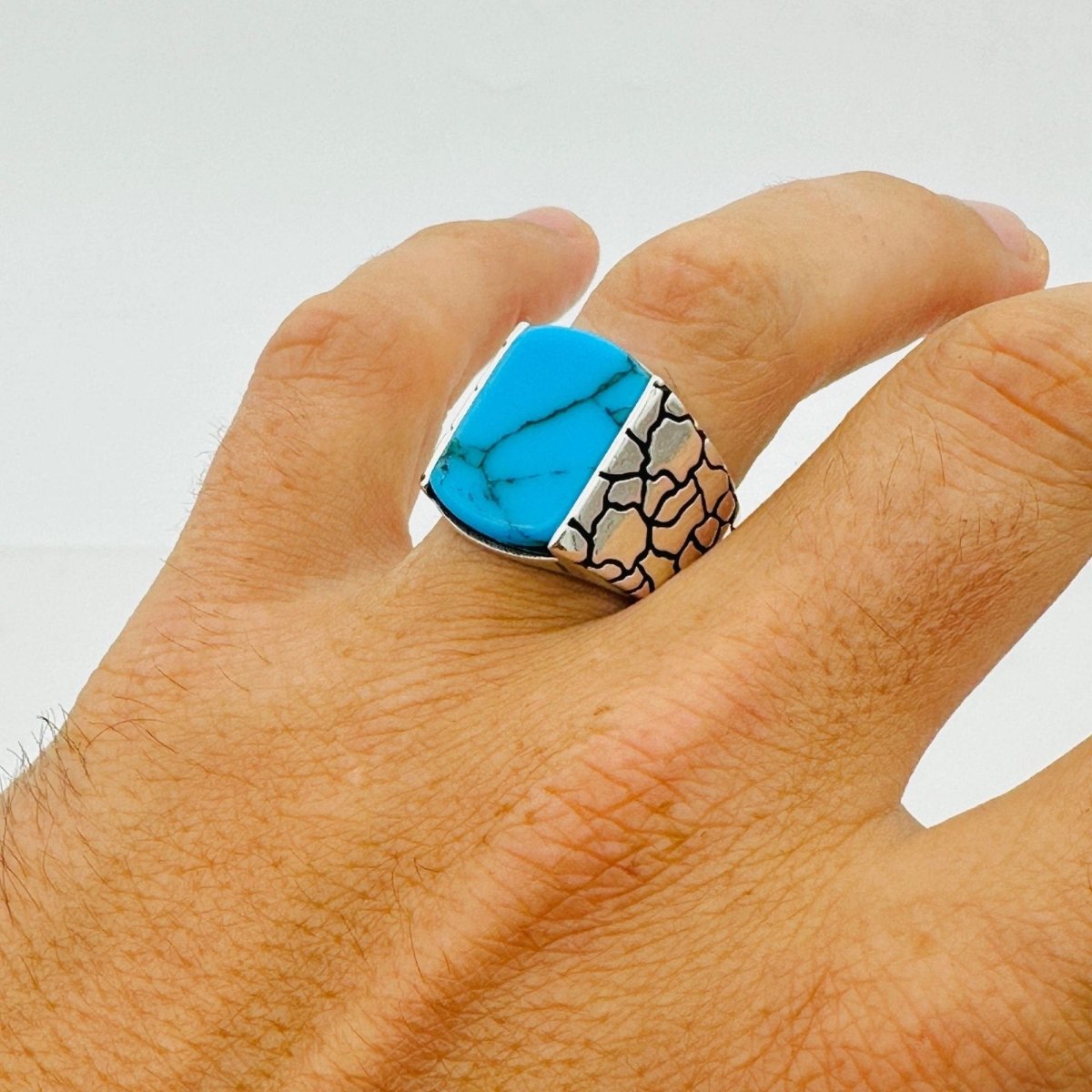 Turquoise Men's Natural Stone Ring