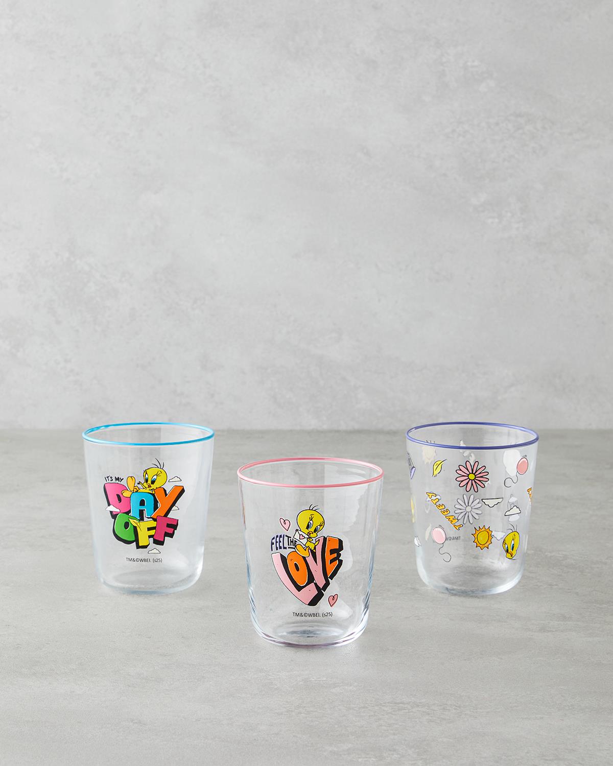 Professional Licensed Tweety Bird Drinking Glasses   3 Pack   315ml