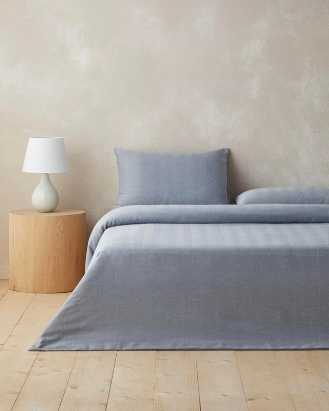 Premium Yarn Dyed Twill Twin Duvet Cover Set Navy Blue
