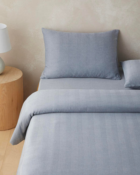 Premium Yarn Dyed Twill Twin Duvet Cover Set Navy Blue
