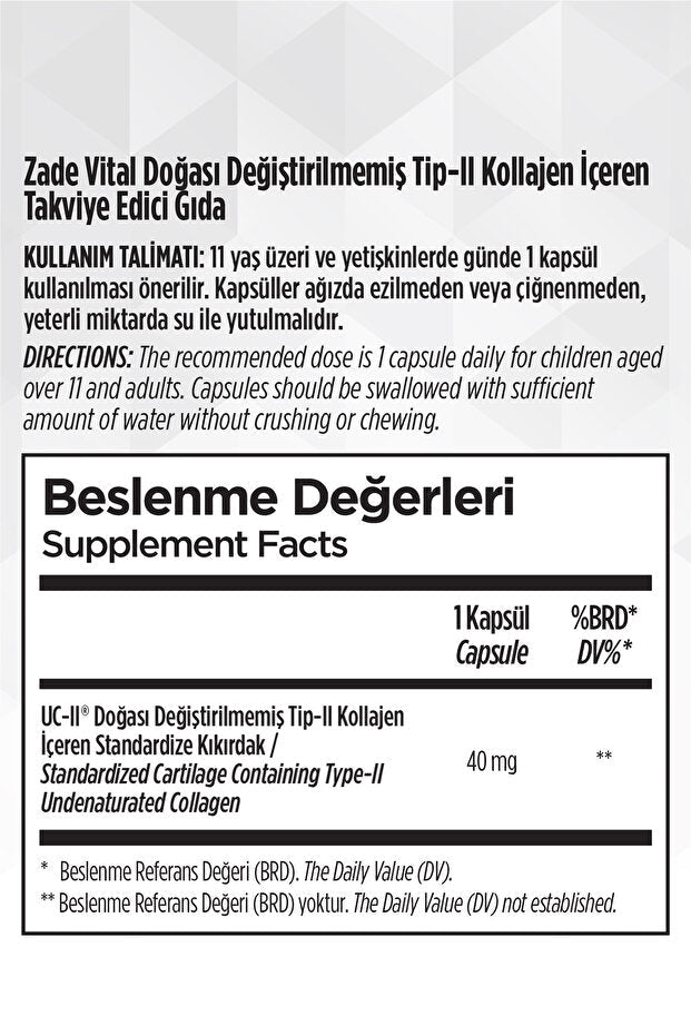 Type 2 Collagen Supplement - 30 Herbal Hard Capsules - TryAladdin