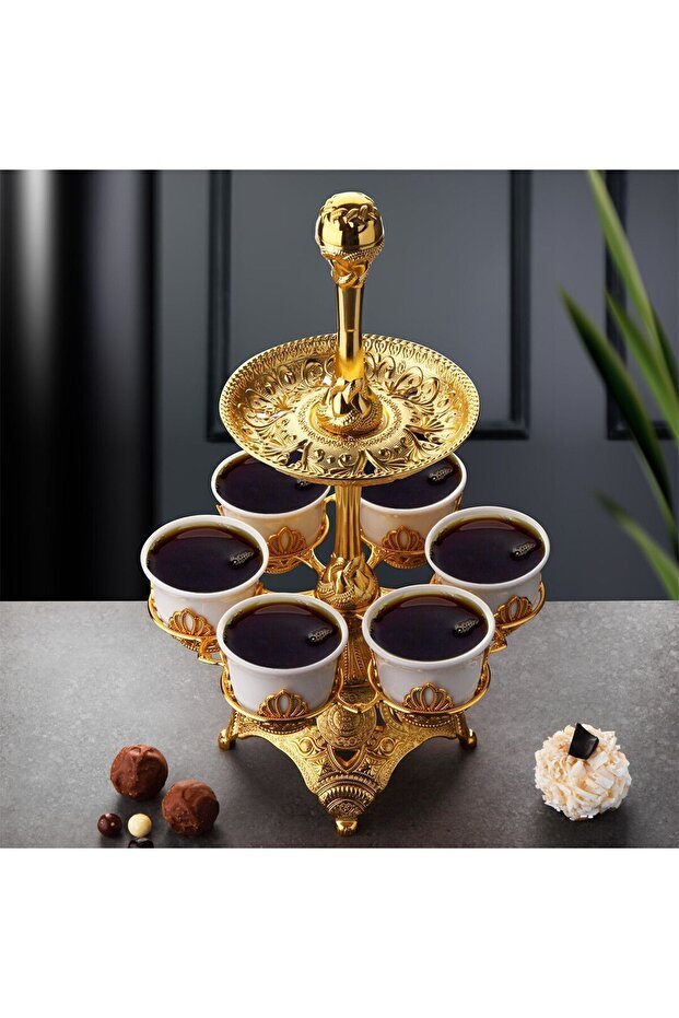 Ucr Home Premium Gold Two - Tiered Display Tray - Professional Multi - Purpose Serving - TryAladdin