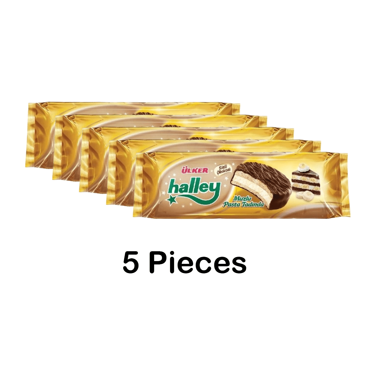 Ulker | Halley Chocolate Covered Banana Falvoured Sandwhich Biscuits 7x30g