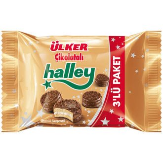 Ulker | Halley Mini Chocolate Covered Garnished Sandwhich Biscuits 3x66g