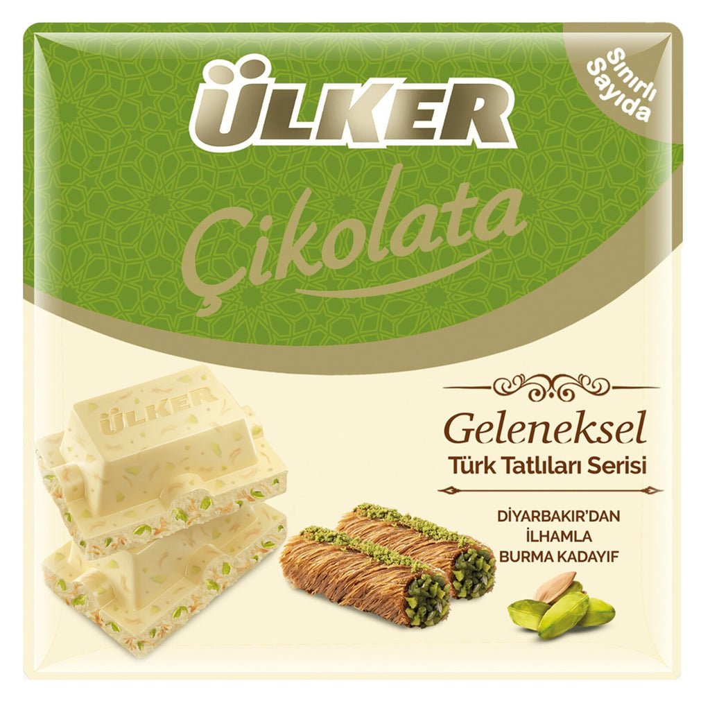 Ulker | White Square Chocolate with Pistachio and Kadayif