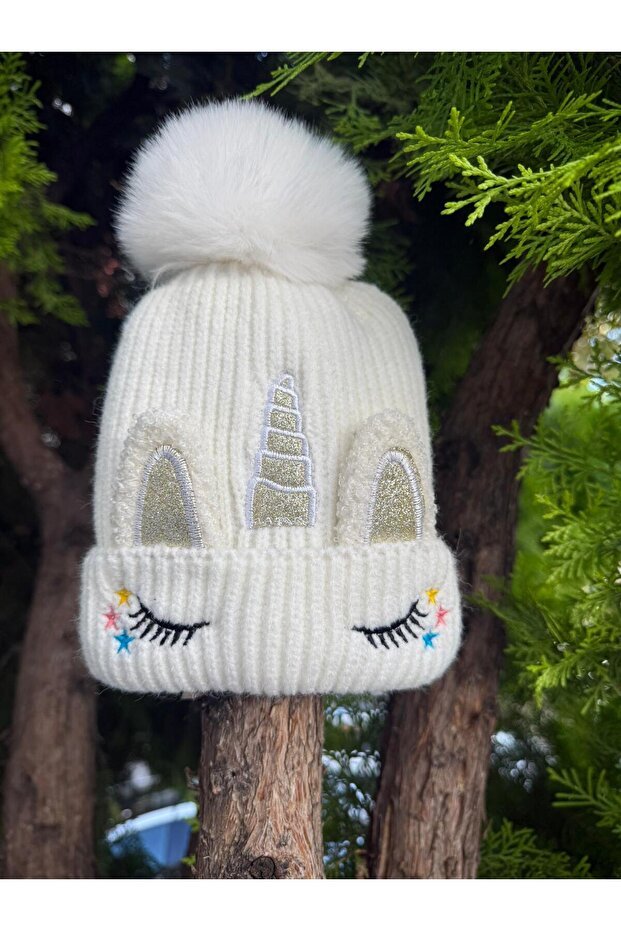 Unicorn Pom - Pom Beanie - Fleece Lined - TryAladdin