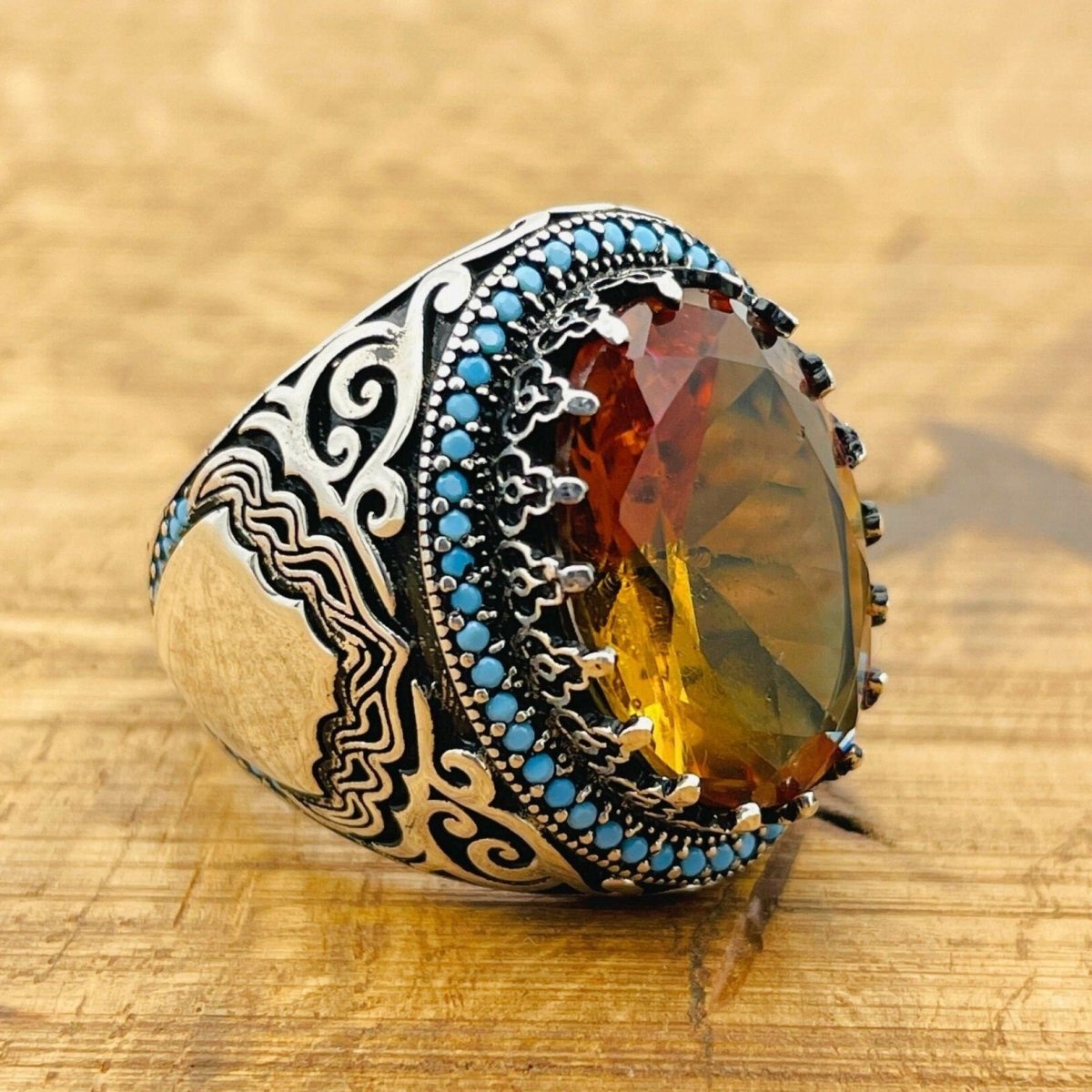 Unique Handmade Multi-Color Zultanite Stone Men's Ring TryAladdin