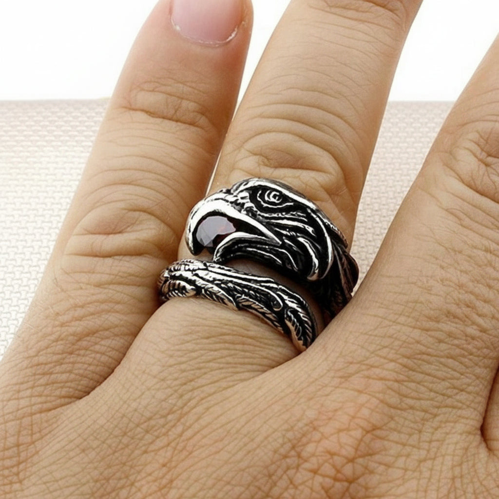 Unisex 925 Solid Silver Vulture Ring - TryAladdin