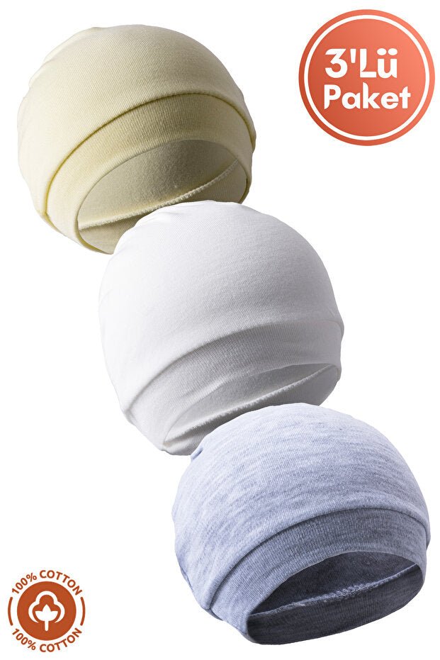 Unisex Baby Organic cotton Beanie Set - 3 - Pack - TryAladdin