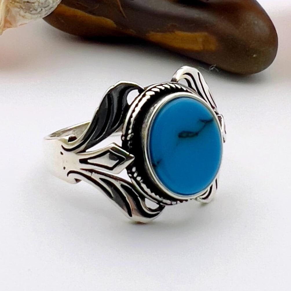 Unisex Blue Turquoise Stone Ring - TryAladdin