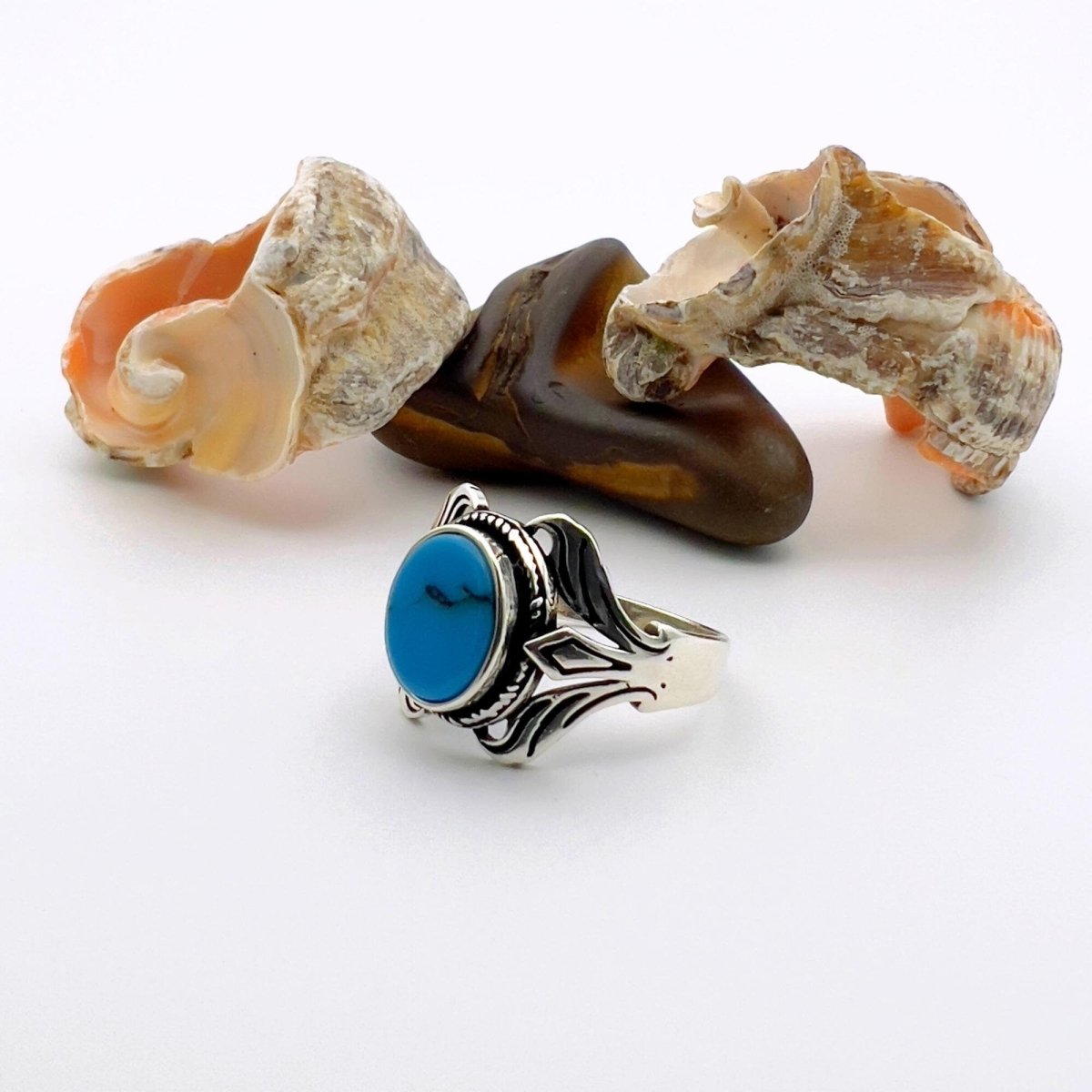 Unisex Blue Turquoise Stone Ring