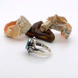 Unisex Handmade 925 Sterling Silver Blue Turquoise Oval Ring - TryAladdin