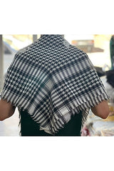 Unisex Keffiyeh Scarf - Black & White Plaid - TryAladdin
