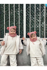 Unisex Knitted Pom - pom Hat & Neck Warmer Set - TryAladdin