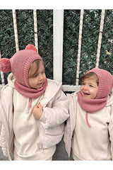 Unisex Knitted Pom - pom Hat & Neck Warmer Set - TryAladdin