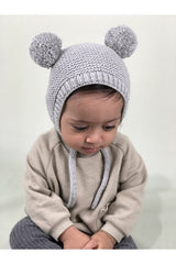 Unisex Pom - Pom Knitted Baby Hat - Grey - TryAladdin