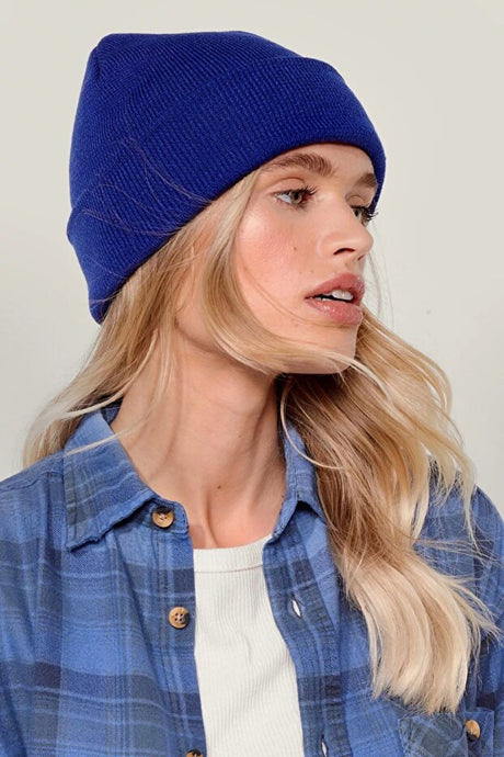 Unisex Royal Blue Acrylic Beanie - Soft & Comfortable - TryAladdin