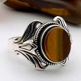 Unisex Tiger's Eye Silver Ring