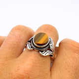 Unisex Tiger's Eye Silver Ring