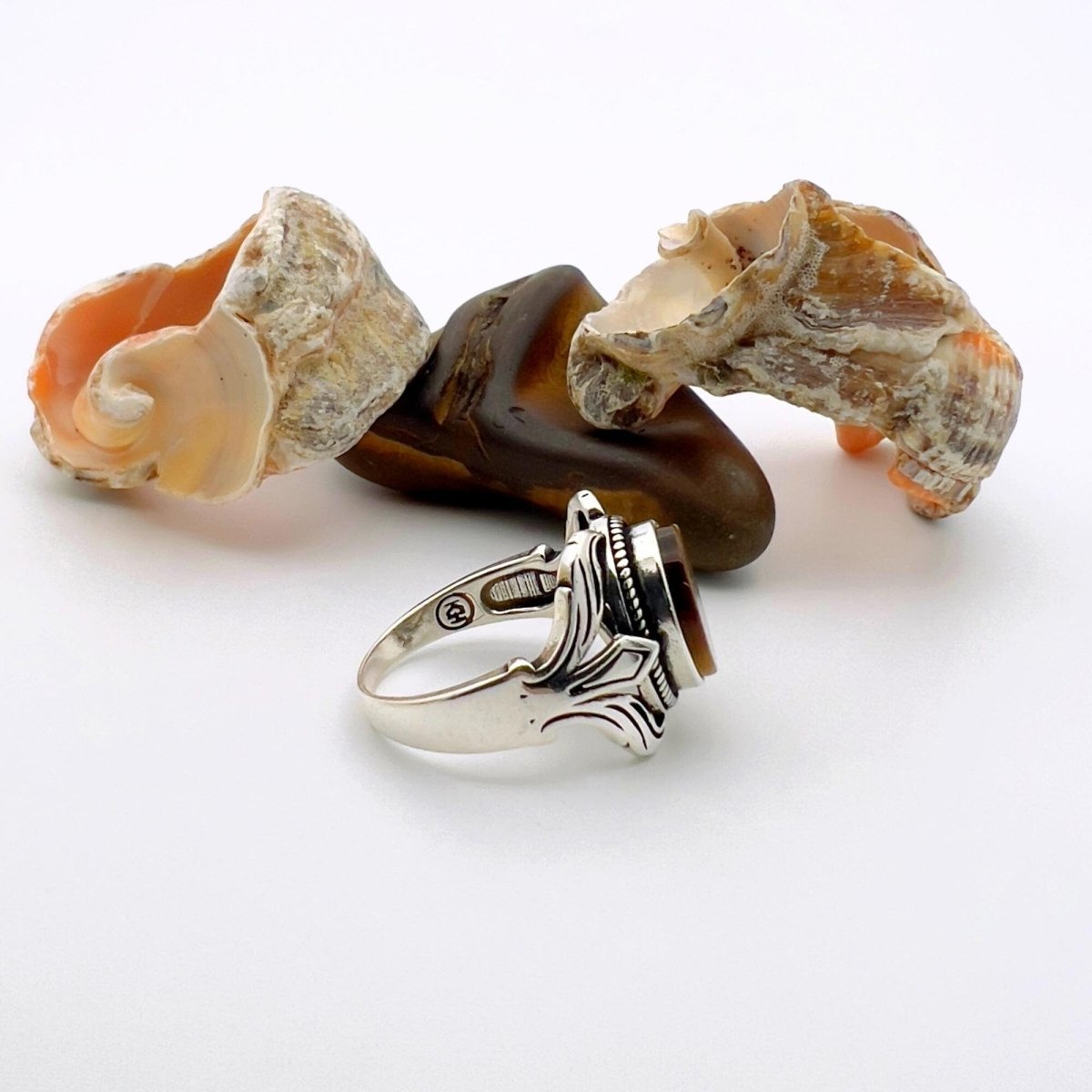 Unisex Tiger's Eye Silver Ring