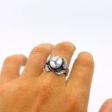 Unisex Unique Silver Ring with White Turquoise