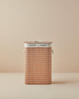 Professional Bamboo Foldable Two-Compartment Laundry Hamper - Brown