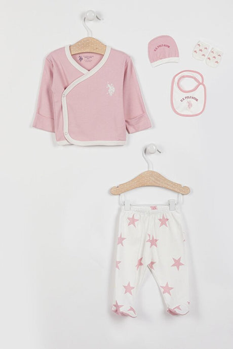 U.S. Polo Assn Premium Pink Newborn Baby Girl Hospital Essential Set - 5 - Piece - TryAladdin