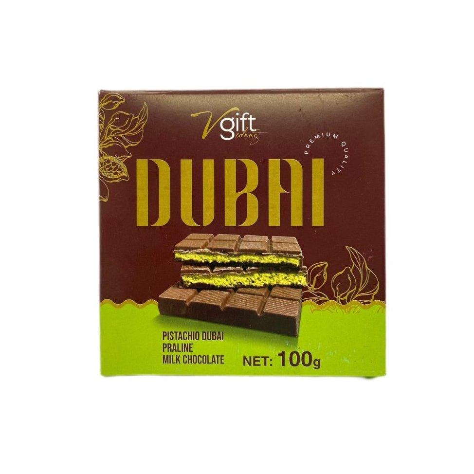 V - Gift Pistachio Praline Dubai Chocolate Bar – Crispy & Nutty Delight - TryAladdin
