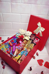 Valentine's Day Gift Box with Chocolates, Teddy Bears & Rose - TryAladdin