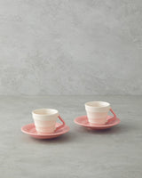 Professional Grade Ceramic Two Person Coffee Cup Set   90ml Capacity   Pink Finish