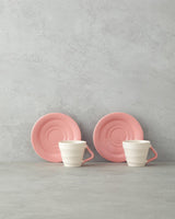 Professional Grade Ceramic Two Person Coffee Cup Set   90ml Capacity   Pink Finish