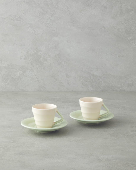 Premium Ceramic Coffee Cup Set 4 Piece Light Green