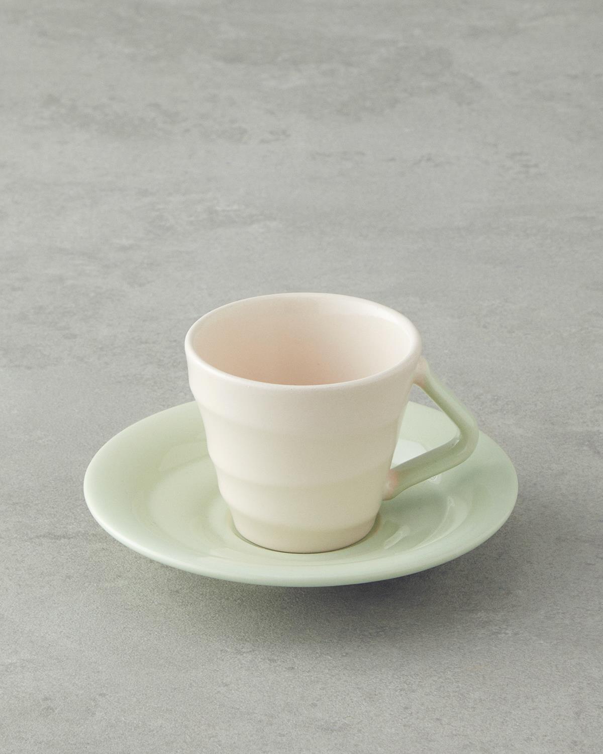 Premium Ceramic Coffee Cup Set 4 Piece Light Green