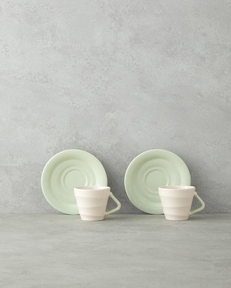 Premium Ceramic Coffee Cup Set 4 Piece Light Green