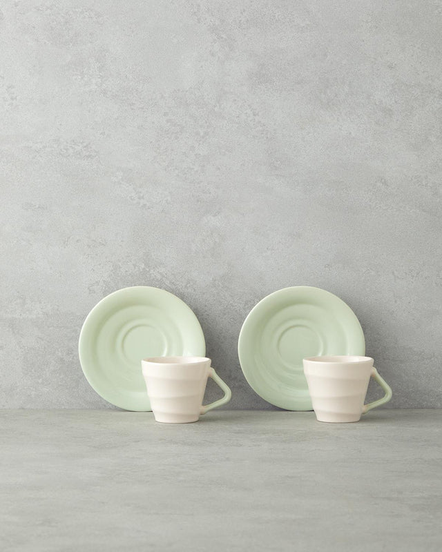 Premium Ceramic Coffee Cup Set 4 Piece Light Green