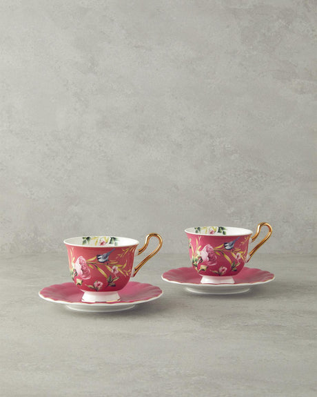 Professional Grade Vanilla New Bone China Cup Set Purple 4 Piece