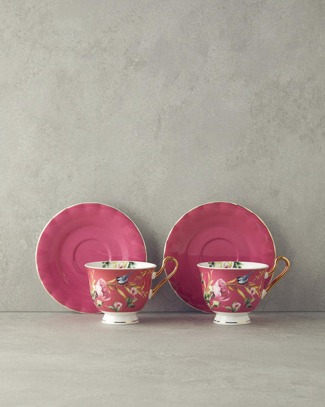 Professional Grade Vanilla New Bone China Cup Set Purple 4 Piece