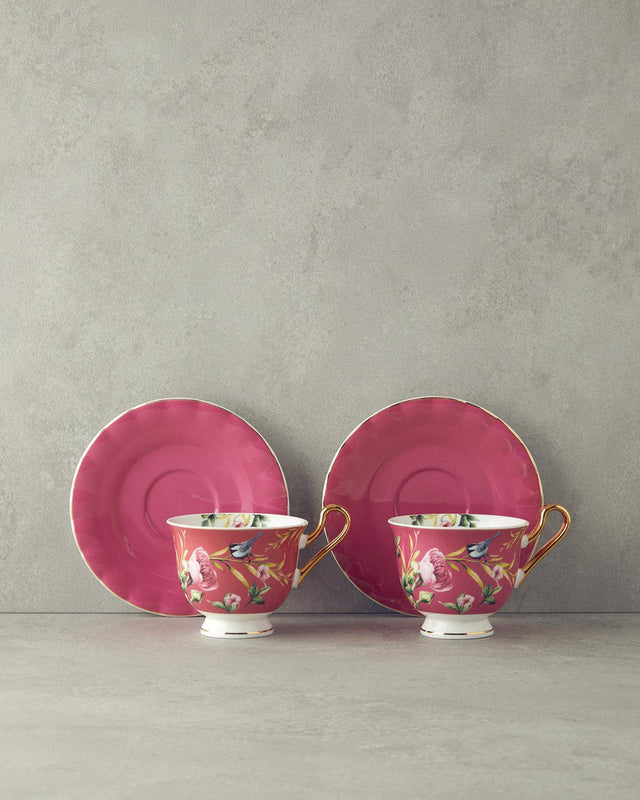 Professional Grade Vanilla New Bone China Cup Set Purple 4 Piece