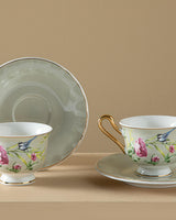 Premium New Bone China Vanilje Lys Grå Kaffekop Sæt 4 Dele